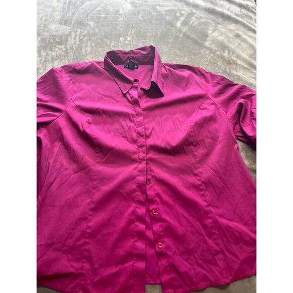 Lane Bryant 22/24 Womens Button Down Shirt Top Red Long Sleeves Poly Spandex‎ - Picture 1 of 5